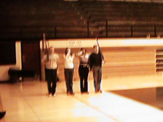 The color guard practicing at drill team